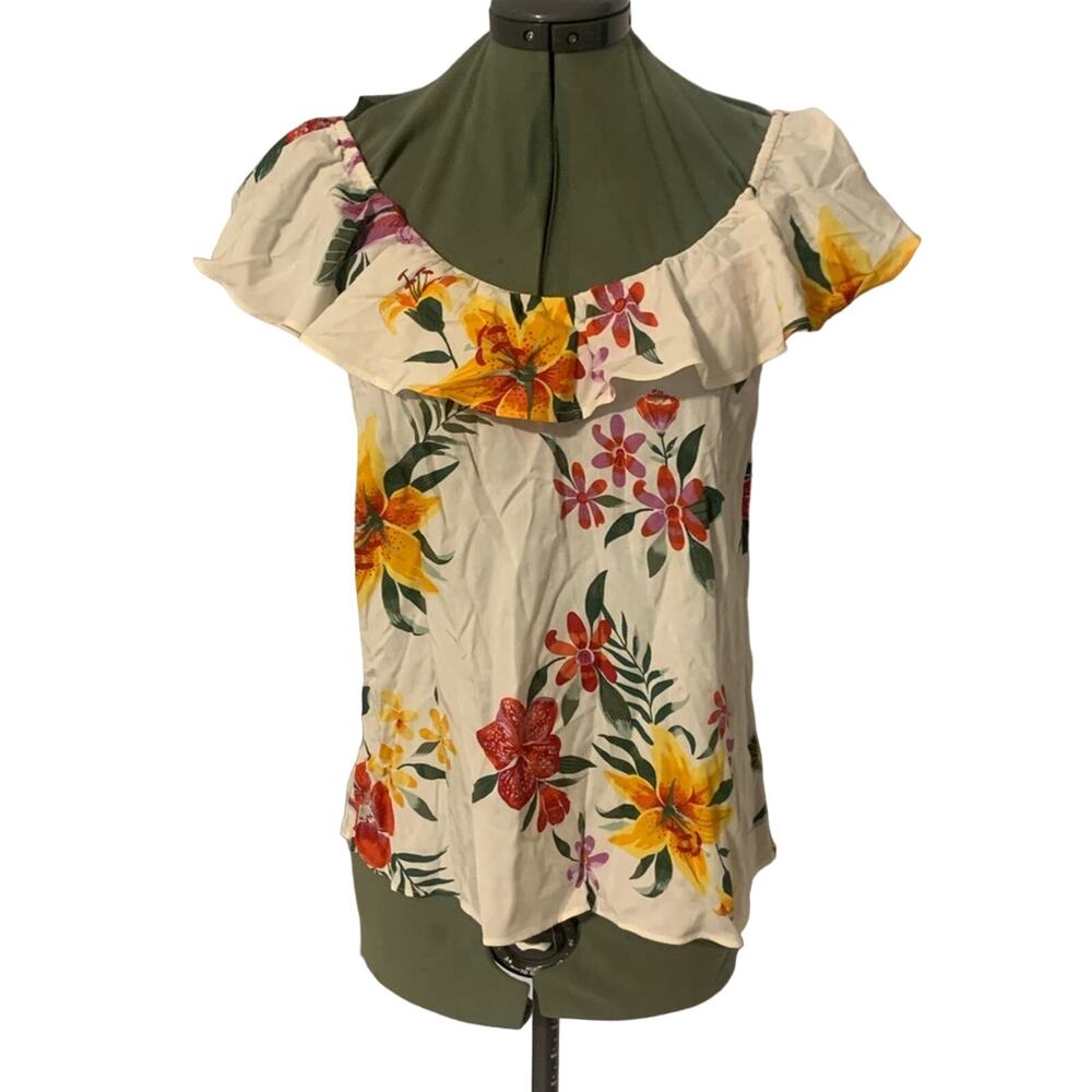 Old Navy Off-Shoulder Top Floral White X-Small